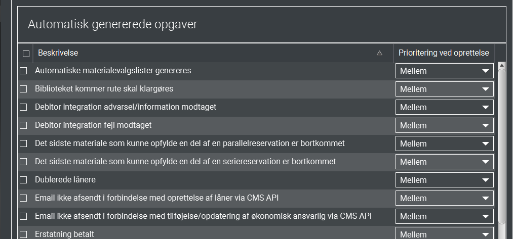 Automatisk Generede Opgaver